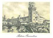 gbc Padova, Osservatorio Biglietto in cartoncino pregiato piegato sul lato corto. Dimensioni chiuso: 14,5x11cm. Dimensioni aperto: 29x11cm. Stampa artistica Bae4