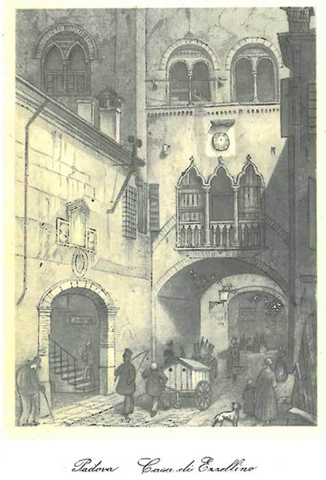 gbc Padova, Casa di Ezzelino Biglietto in cartoncino pregiato piegato sul lato lungo. Dimensioni chiuso: 11x14,5cm. Dimensioni aperto: 22x14,5cm. Stampa artistica.