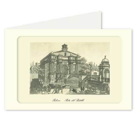 gbc Padova, Porta del Portello Biglietto in cartoncino pregiato piegato sul lato corto. Dimensioni chiuso: 14,5x11cm. Dimensioni aperto: 29x11cm. Stampa artistica.