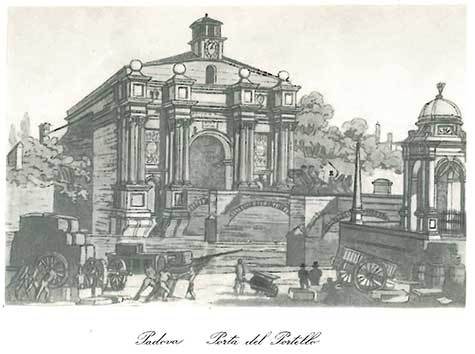 gbc Padova, Porta del Portello Biglietto in cartoncino pregiato piegato sul lato corto. Dimensioni chiuso: 14,5x11cm. Dimensioni aperto: 29x11cm. Stampa artistica.