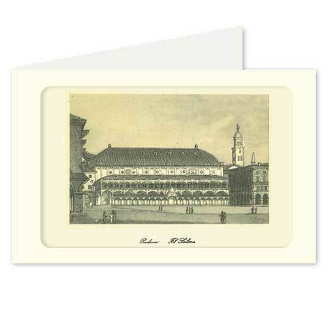 gbc Padova, Il Salone Biglietto in cartoncino pregiato piegato sul lato corto. Dimensioni chiuso: 14,5x11cm. Dimensioni aperto: 29x11cm. Stampa artistica.