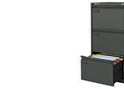 gbc Classificatore a 3 cassetti in metallo per cartelle sospese NERO. Elegante finitura superficiale goffrata.  BER4103