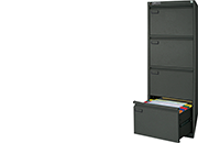 gbc Classificatore a 4 cassetti in metallo per cartelle sospese NERO. Elegante finitura superficiale goffrata.  BER4104