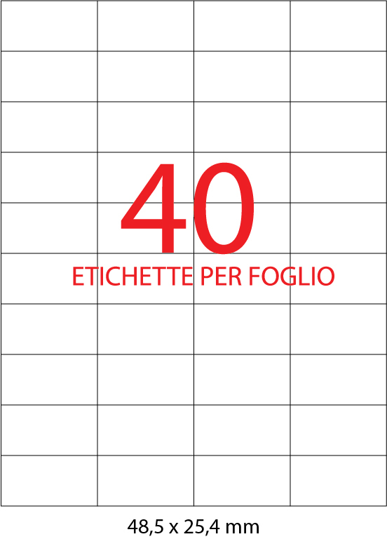 wereinaristea EtichetteAutoadesive. COPRENTE. 48.5x25.4mm BIANCO, (25.4x48.5mm) adesivo PERMANENTE, angoli a spigolo, per ink-jet, laser e fotocopiatrici, con bordino di sicurezza, ottime per ricoprire testi o etichette gi esistenti, su foglio A4 (210x297mm).