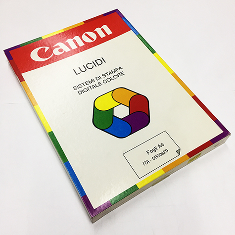 gbc Lucidi trasparenti CANON 0000929 Laser BANDA LATO LUNGO Formato A4. Spessore 110micron. Per copiatrici CANON 0605A001BA, CT-700 originali CANON, per sistemi di stampa digitale colore.