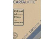 carta Carta RiciclataBianca CARTALATTE, 80gr, A4 formato A4 (21x29,7cm), 80grammi x mq. Colore: Bianco (senza uso di disinchiostranti), Carta realizzata riciclando i contenitori del latte. Imballo esterno realizzato in Cartafrutta. Prodotta dalla Cartiera di Santarcangelo, Rimini BRA1248