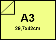 carta CartoncinoPlastificato SirioFedrigoni, Giallo2, 320gr, a3   Formato a3 (29,7x42cm), 320 grammi x mq (290cartoncino+30plastificazione) BRA1310a3