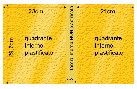 legatoria Cartoncino Prisma Plastificato Favini, GIALLO Con riserva non plastificata per adesione, formato A3L (29,7x51cm), 250grammi x mq (Cartoncino 220gr + plastificazione 30gr).