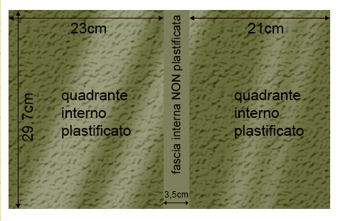 legatoria Cartoncino Prisma Plastificato Favini, VERDE OLIVA Con riserva non plastificata per adesione, formato A3L (29,7x51cm), 250grammi x mq (Cartoncino 220gr + plastificazione 30gr).