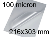 legatoria Pouches. bustine plastificanti. 216x303mm TRASPARENTE opaco, 80 micron per lato, saldate sul lato corto, angoli arrotondati, in polietilene, per cartoncini 210x297mm, plastificazione a caldo, 3740491 BRA216x303x80m