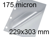 legatoria Pouches. bustine plastificanti. 229x303mm TRASPARENTE lucido, 175 micron per lato, saldate sul lato corto, angoli arrotondati, in polietilene, per cartoncini 223x297mm, plastificazione a caldo BRA229x303x175
