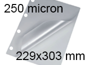 legatoria Pouches. bustine plastificanti. 229x303mm TRASPARENTE lucido, 250 micron per lato, saldate sul lato corto, angoli arrotondati, in polietilene, per cartoncini 223x297mm, plastificazione a caldo BRA229x303x250