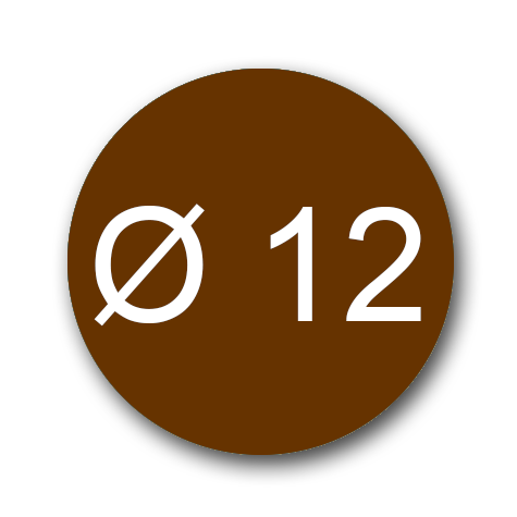 wereinaristea EtichetteAutoadesive rotonde, 12CartaMARRONE In carta COPRENTE diametro 12mm, adesivo Permanente, per ink-jet, laser e fotocopiatrici, su foglio A4 (212x297mm).