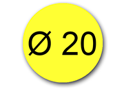 wereinaristea EtichetteAutoadesive rotonde, diametro 20mm GIALLO, adesivo Permanente, per ink-jet, laser e fotocopiatrici, su foglio A4 (210x297mm) bra2956GI