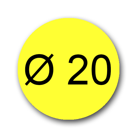 wereinaristea EtichetteAutoadesive rotonde, diametro 20mm GIALLO, adesivo Permanente, per ink-jet, laser e fotocopiatrici, su foglio A4 (210x297mm).