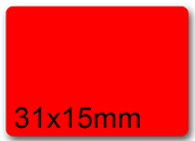 wereinaristea EtichetteAutoadesive, 31x15(15x31mm) CartaROSSA Adesivo Permanente, angoli arrotondati, per ink-jet, laser e fotocopiatrici, su foglio A4 (210x297mm) bra2972RO
