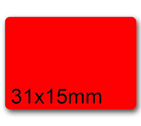wereinaristea EtichetteAutoadesive, 31x15(15x31mm) CartaROSSA Adesivo Permanente, angoli arrotondati, per ink-jet, laser e fotocopiatrici, su foglio A4 (210x297mm).