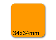 wereinaristea EtichetteAutoadesive, 34x34mm CartaARANCIONE Adesivo Permanente, angoli arrotondati, per ink-jet, laser e fotocopiatrici, su foglio A4 (210x297mm) BRA2974ara