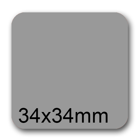wereinaristea EtichetteAutoadesive, 34x34mm CartaGRIGIA Adesivo Permanente, angoli arrotondati, per ink-jet, laser e fotocopiatrici, su foglio A4 (210x297mm).