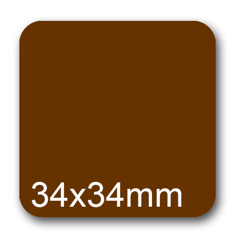 wereinaristea EtichetteAutoadesive, 34x34mm CartaMARRONE Adesivo Permanente, angoli arrotondati, per ink-jet, laser e fotocopiatrici, su foglio A4 (210x297mm).