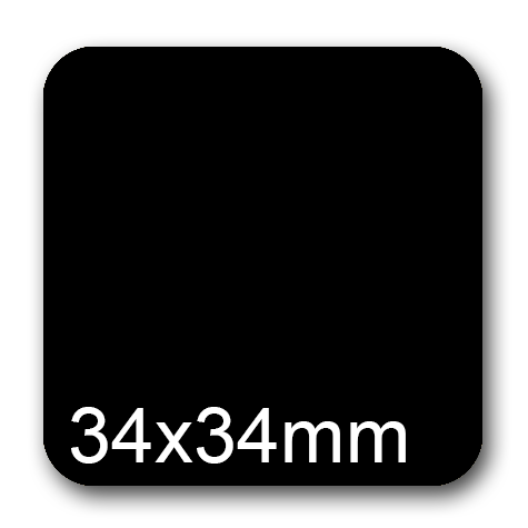 wereinaristea EtichetteAutoadesive, 34x34mm CartaNERA Adesivo Permanente, angoli arrotondati, per ink-jet, laser e fotocopiatrici, su foglio A4 (210x297mm).