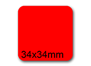 wereinaristea EtichetteAutoadesive, 34x34mm CartaROSSA Adesivo Permanente, angoli arrotondati, per ink-jet, laser e fotocopiatrici, su foglio A4 (210x297mm) bra2974RO