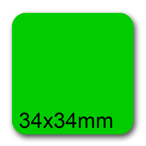 wereinaristea EtichetteAutoadesive, 34x34mm CartaVERDE Adesivo Permanente, angoli arrotondati, per ink-jet, laser e fotocopiatrici, su foglio A4 (210x297mm).