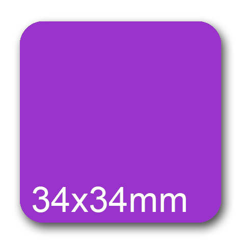 wereinaristea EtichetteAutoadesive, 34x34mm CartaVIOLA Adesivo Permanente, angoli arrotondati, per ink-jet, laser e fotocopiatrici, su foglio A4 (210x297mm).