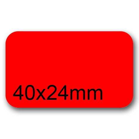 wereinaristea EtichetteAutoadesive, 40x24(24x40mm) Carta ROSSO, adesivo Permanente, angoli arrotondati, per ink-jet, laser e fotocopiatrici, su foglio A4 (210x297mm).