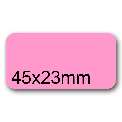 wereinaristea EtichetteAutoadesive, 45x23(23x45mm) Carta ROSA, adesivo Permanente, angoli arrotondati, per ink-jet, laser e fotocopiatrici, su foglio A4 (210x297mm).