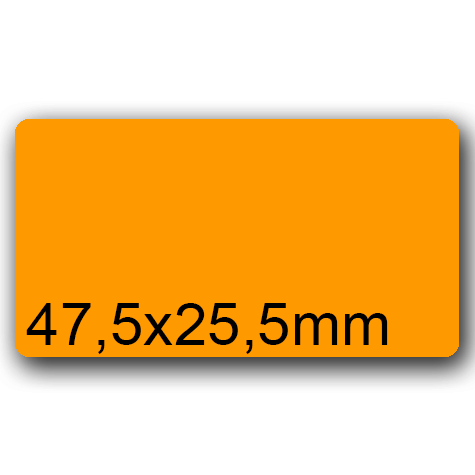 wereinaristea EtichetteAutoadesive, 47,5x25,5(25,5x47,5mm) Carta ARANCIONE, adesivo Permanente, angoli arrotondati, per ink-jet, laser e fotocopiatrici, su foglio A4 (210x297mm).