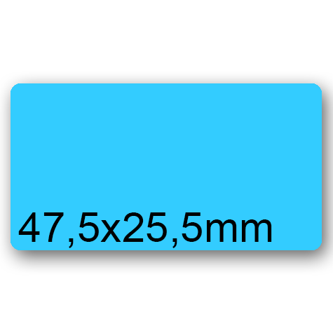 wereinaristea EtichetteAutoadesive, 47,5x25,5(25,5x47,5mm) Carta AZZURRO, adesivo Permanente, angoli arrotondati, per ink-jet, laser e fotocopiatrici, su foglio A4 (210x297mm).