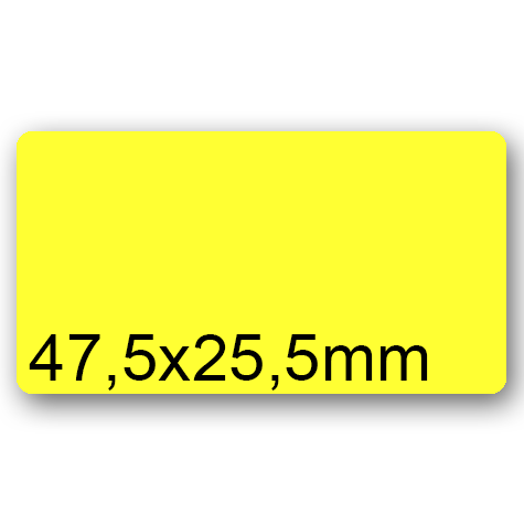 wereinaristea EtichetteAutoadesive, 47,5x25,5(25,5x47,5mm) Carta GIALLO, adesivo Permanente, angoli arrotondati, per ink-jet, laser e fotocopiatrici, su foglio A4 (210x297mm).