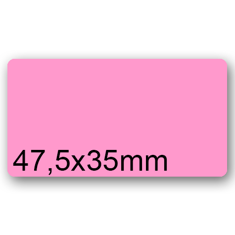 wereinaristea EtichetteAutoadesive, 47,5x35(35x47,5mm) Carta ROSA, adesivo Permanente, angoli arrotondati, per ink-jet, laser e fotocopiatrici, su foglio A4 (210x297mm).