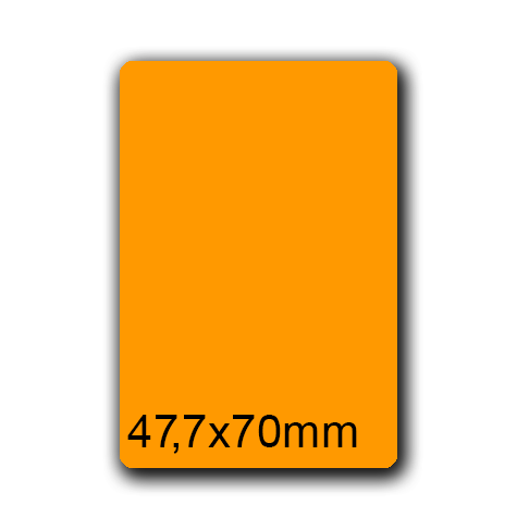 wereinaristea EtichetteAutoadesive, 47,7x70(70x47,7mm) Carta ARANCIONE, adesivo Permanente, angoli arrotondati, per ink-jet, laser e fotocopiatrici, su foglio A4 (210x297mm).