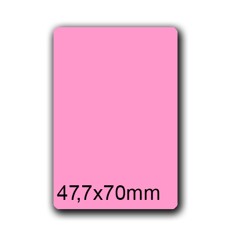 wereinaristea EtichetteAutoadesive, 47,7x70(70x47,7mm) Carta ROSA, adesivo Permanente, angoli arrotondati, per ink-jet, laser e fotocopiatrici, su foglio A4 (210x297mm).