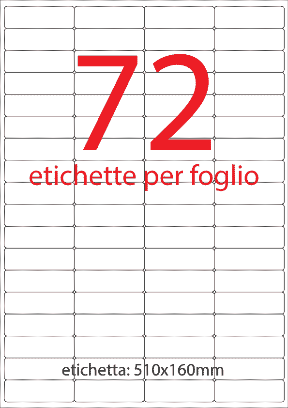 wereinaristea EtichetteAutoadesive, COPRENTE, 51x16(16x51mm) Carta BIANCO, adesivo Permanente, angoli arrotondati, per ink-jet, laser e fotocopiatrici, su foglio A4 (210x297mm).