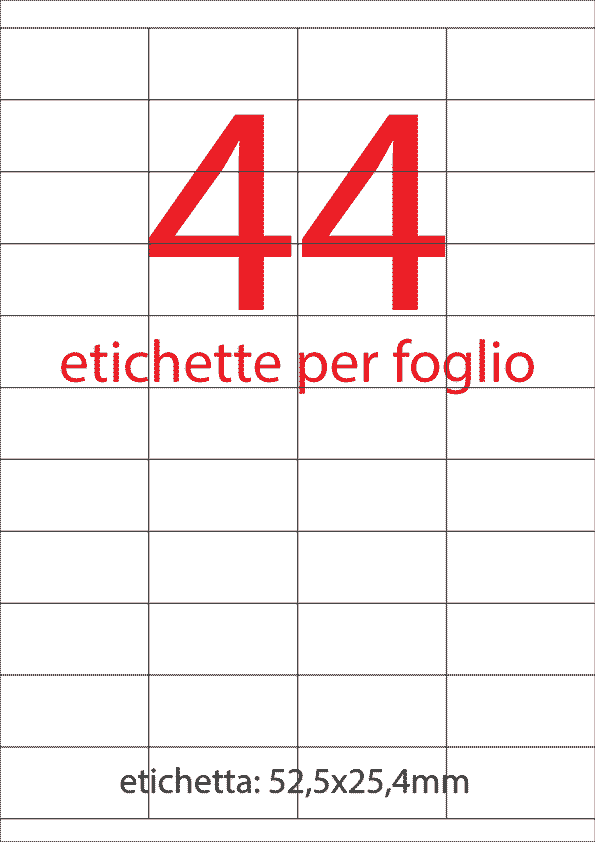 wereinaristea EtichetteAutoadesive, 52,5x25,4(25,4x52,5mm) Carta BIANCO, adesivo Permanente, angoli a spigolo, per ink-jet, laser e fotocopiatrici, su foglio A4 (210x297mm).