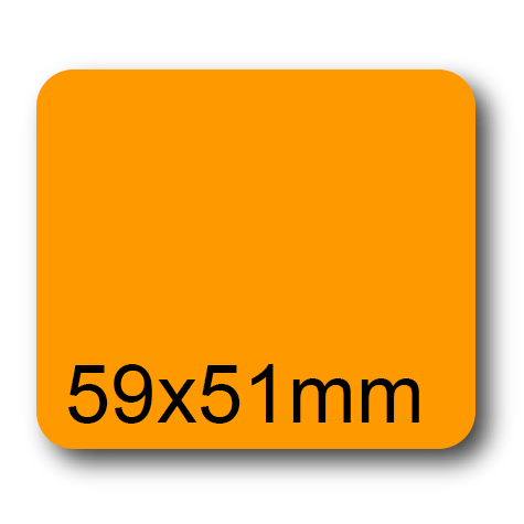 wereinaristea EtichetteAutoadesive, 59x51(51x59mm) Carta ARANCIONE, adesivo Permanente, angoli arrotondati, per ink-jet, laser e fotocopiatrici, su foglio A4 (210x297mm).
