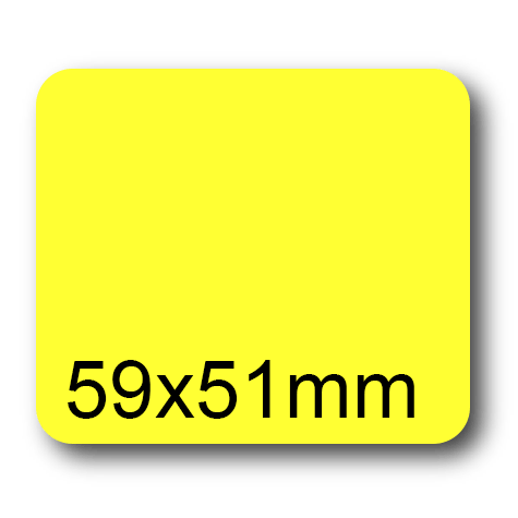 wereinaristea EtichetteAutoadesive, 59x51(51x59mm) Carta GIALLO, adesivo Permanente, angoli arrotondati, per ink-jet, laser e fotocopiatrici, su foglio A4 (210x297mm).