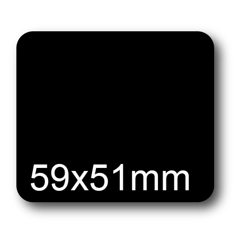 wereinaristea EtichetteAutoadesive, 59x51(51x59mm) Carta NERO, adesivo Permanente, angoli arrotondati, per ink-jet, laser e fotocopiatrici, su foglio A4 (210x297mm).