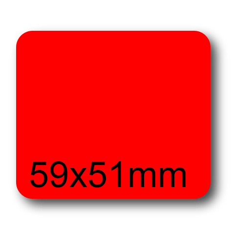 wereinaristea EtichetteAutoadesive, 59x51(51x59mm) Carta ROSSO, adesivo Permanente, angoli arrotondati, per ink-jet, laser e fotocopiatrici, su foglio A4 (210x297mm).