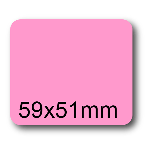 wereinaristea EtichetteAutoadesive, 59x51(51x59mm) Carta ROSA, adesivo Permanente, angoli arrotondati, per ink-jet, laser e fotocopiatrici, su foglio A4 (210x297mm).