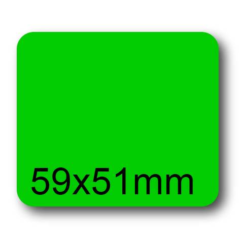 wereinaristea EtichetteAutoadesive, 59x51(51x59mm) Carta VERDE, adesivo Permanente, angoli arrotondati, per ink-jet, laser e fotocopiatrici, su foglio A4 (210x297mm).