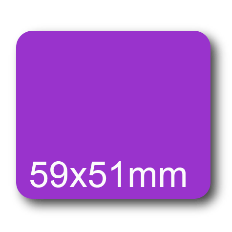 wereinaristea EtichetteAutoadesive, 59x51(51x59mm) Carta VIOLA, adesivo Permanente, angoli arrotondati, per ink-jet, laser e fotocopiatrici, su foglio A4 (210x297mm).