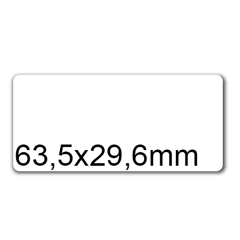 wereinaristea EtichetteAutoadesive, 63,5x29,6(29,6x63,5mm) Carta BIANCO, adesivo Permanente, angoli arrotondati, per ink-jet, laser e fotocopiatrici, su foglio A4 (210x297mm).