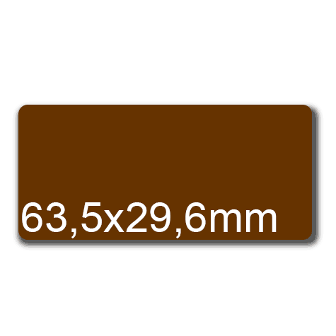 wereinaristea EtichetteAutoadesive, 63,5x29,6(29,6x63,5mm) Carta MARRONE, adesivo Permanente, angoli arrotondati, per ink-jet, laser e fotocopiatrici, su foglio A4 (210x297mm).