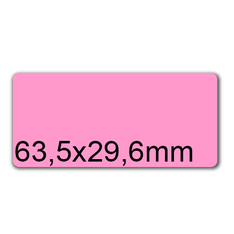 wereinaristea EtichetteAutoadesive, 63,5x29,6(29,6x63,5mm) Carta ROSA, adesivo Permanente, angoli arrotondati, per ink-jet, laser e fotocopiatrici, su foglio A4 (210x297mm).