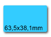 wereinaristea EtichetteAutoadesive, 63,5x38,1(38,1x63,5mm) Carta AZZURRO, adesivo Permanente, angoli arrotondati, per ink-jet, laser e fotocopiatrici, su foglio A4 (210x297mm) bra3038AZ