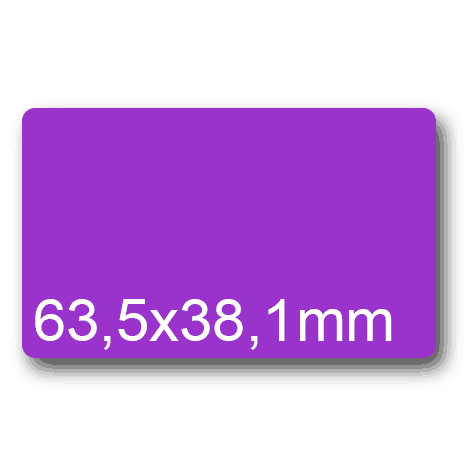 wereinaristea EtichetteAutoadesive, 63,5x38,1(38,1x63,5mm) Carta VIOLA, adesivo Permanente, angoli arrotondati, per ink-jet, laser e fotocopiatrici, su foglio A4 (210x297mm).